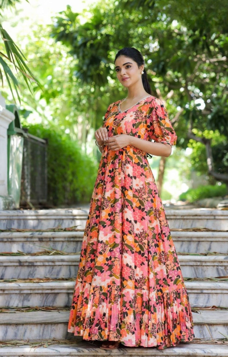 Gulmohar Maxi in Peach