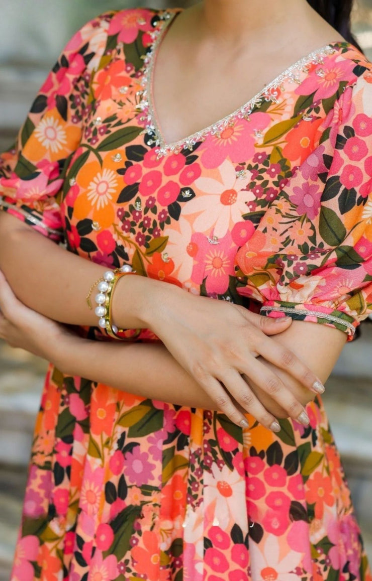 Gulmohar Maxi in Peach
