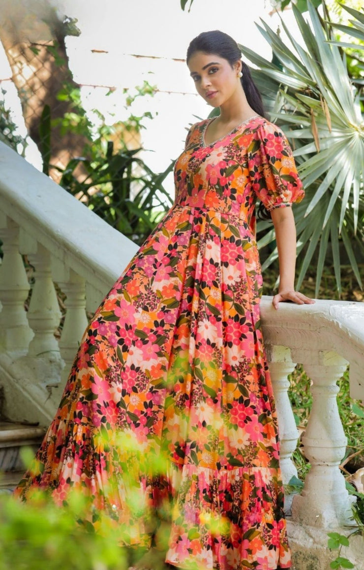 Gulmohar Maxi in Peach