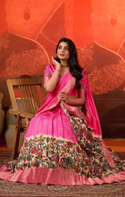 Gokulika Bandhani Lehenga Set In Pink