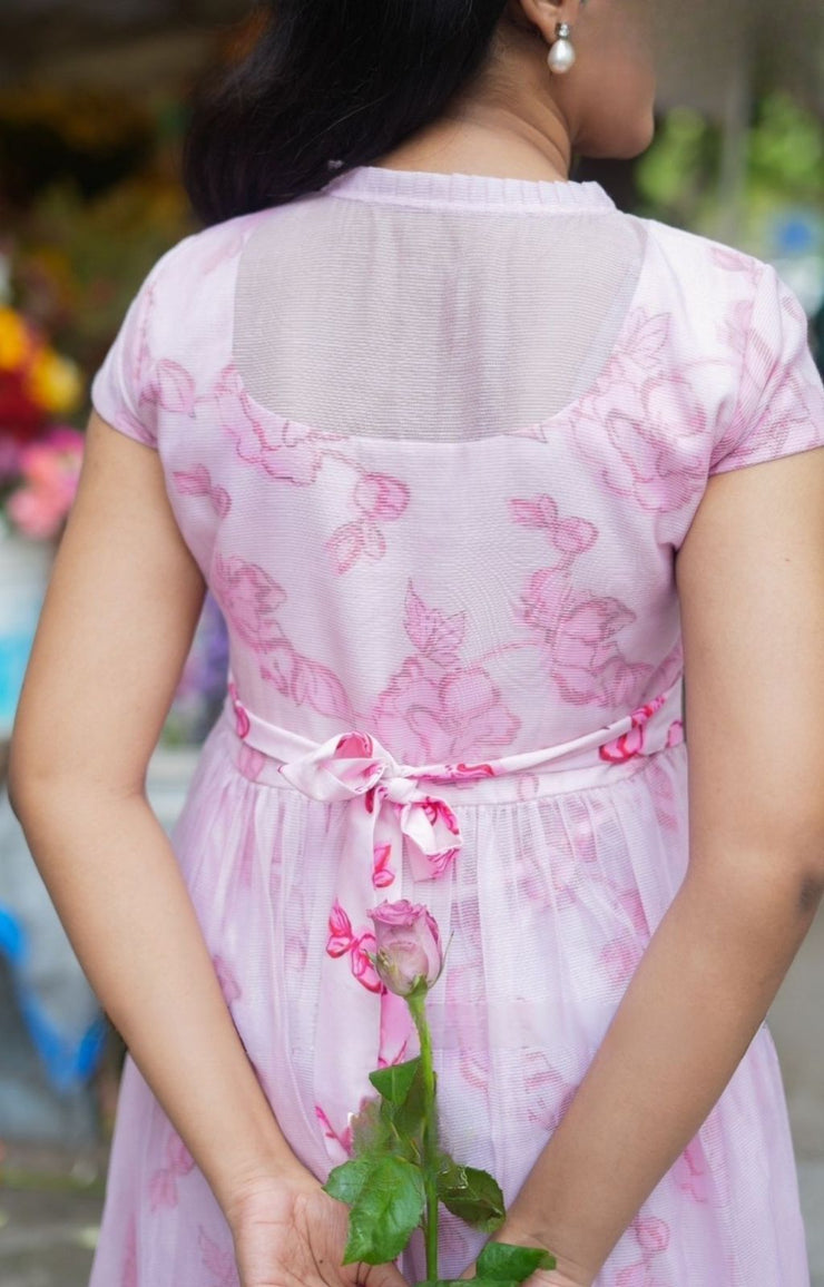 Brisa Bloom Kota Doria Midi (Dress) in Pink