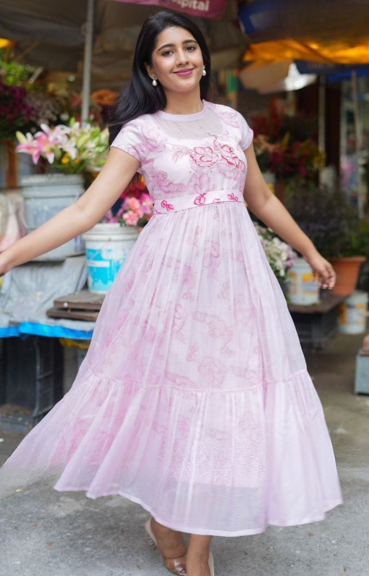 Brisa Bloom Kota Doria Midi (Dress) in Pink
