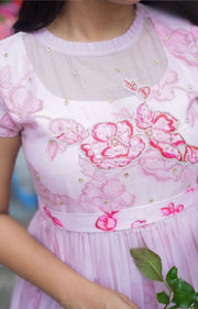 Brisa Bloom Kota Doria Midi (Dress) in Pink