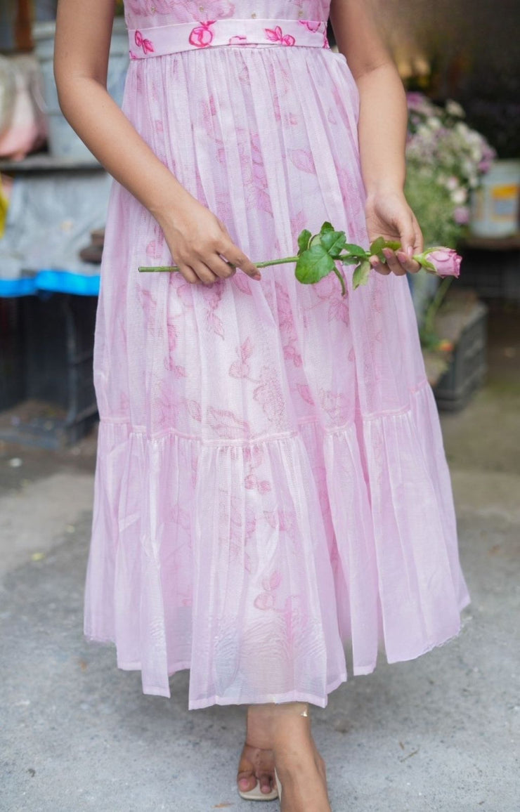 Brisa Bloom Kota Doria Midi (Dress) in Pink