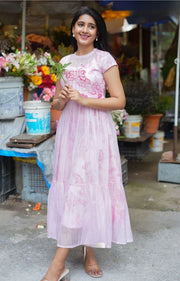 Brisa Bloom Kota Doria Midi (Dress) in Pink