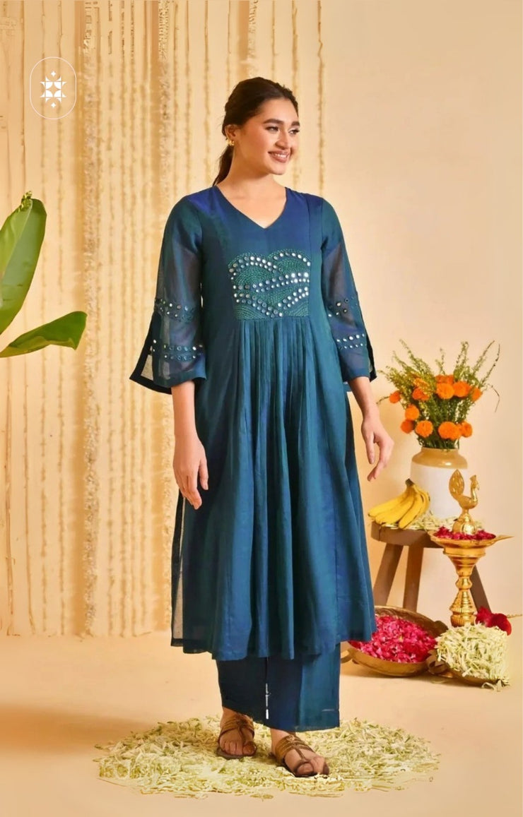 Handloom Kurta Set in Brown