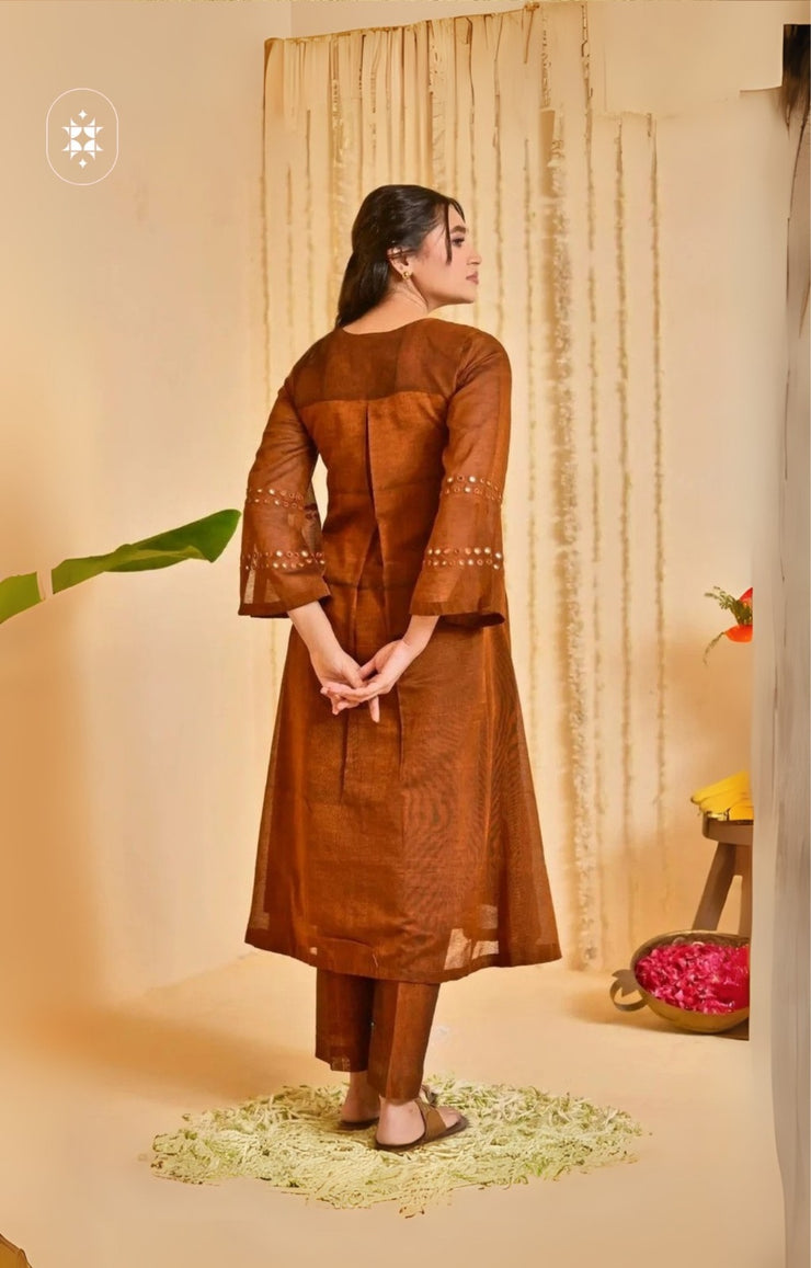 Handloom Kurta Set in Brown