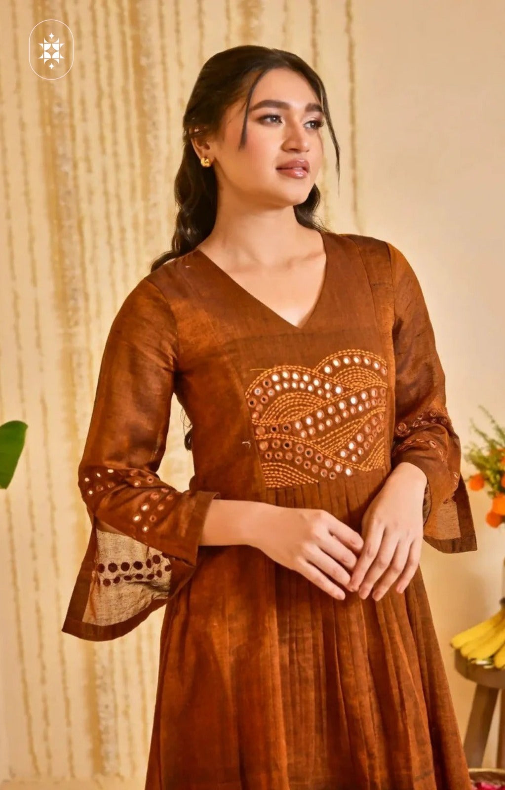 Handloom Kurta Set in Brown