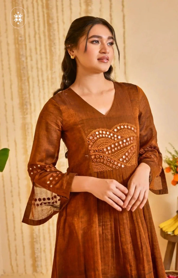 Handloom Kurta Set in Brown