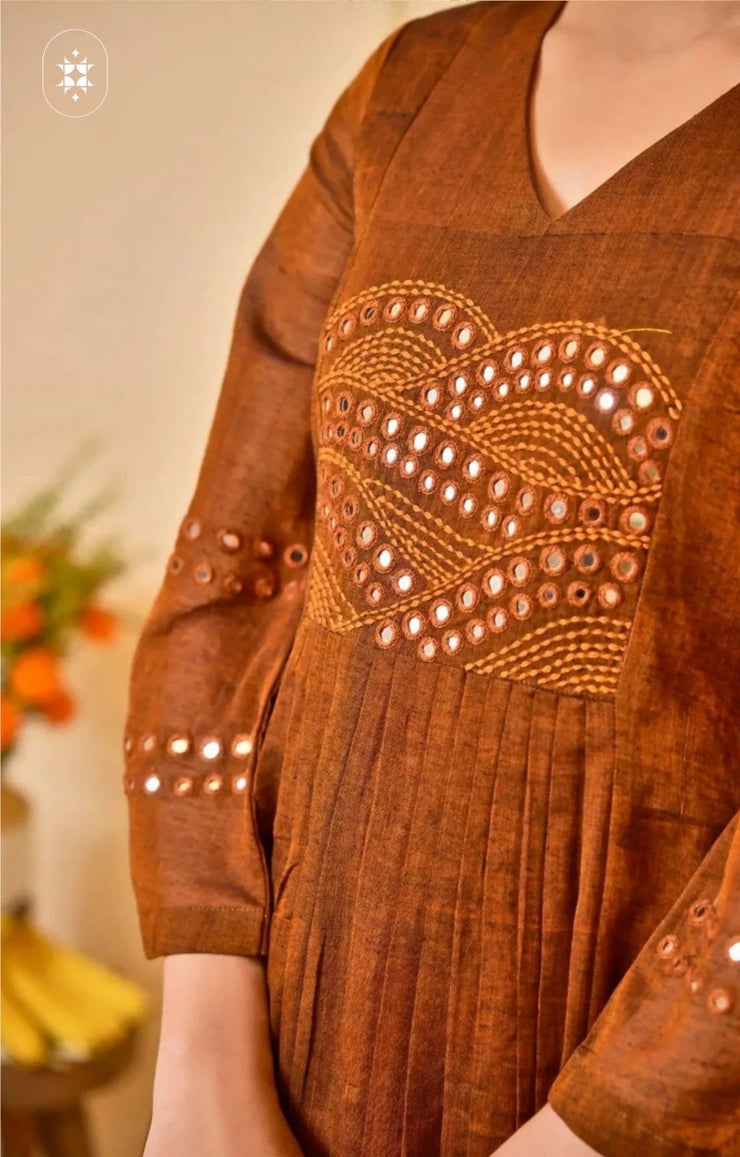 Handloom Kurta Set in Brown