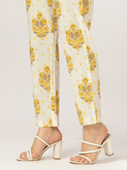 Off White Pure Cotton Floral Printed A-line Kurta Set
