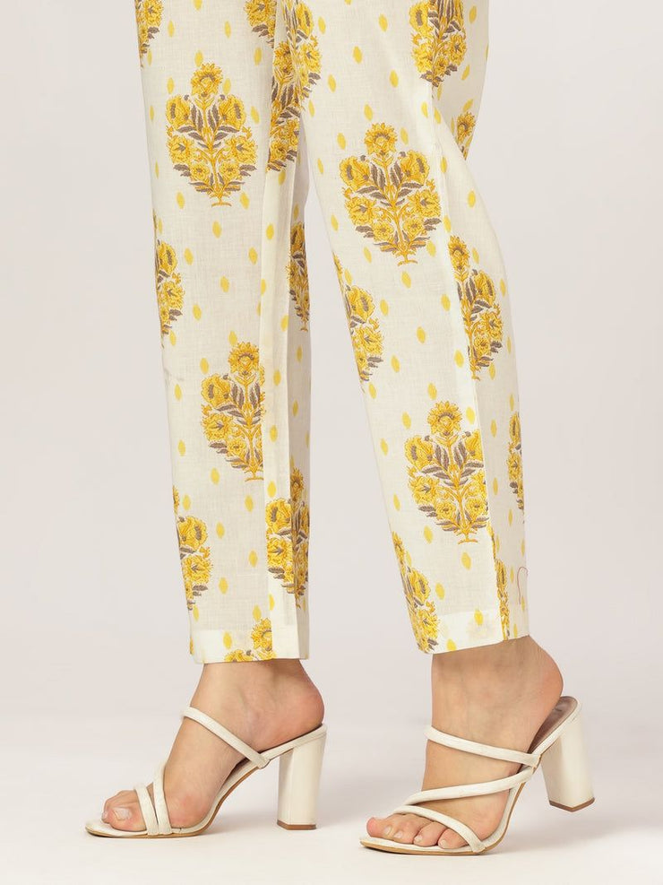 Off White Pure Cotton Floral Printed A-line Kurta Set