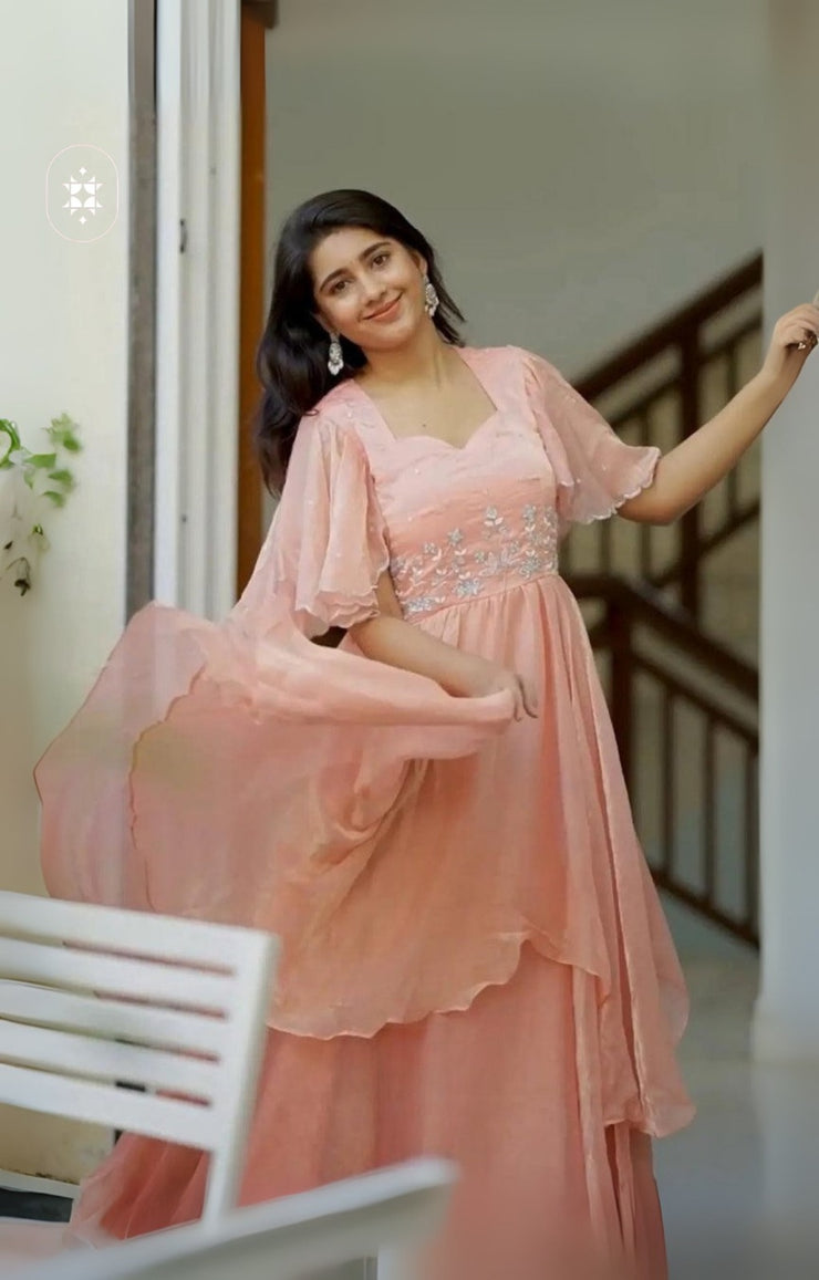 Rustle Maxi (Dress) In Peach pink