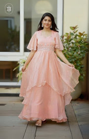 Rustle Maxi (Dress) In Peach pink