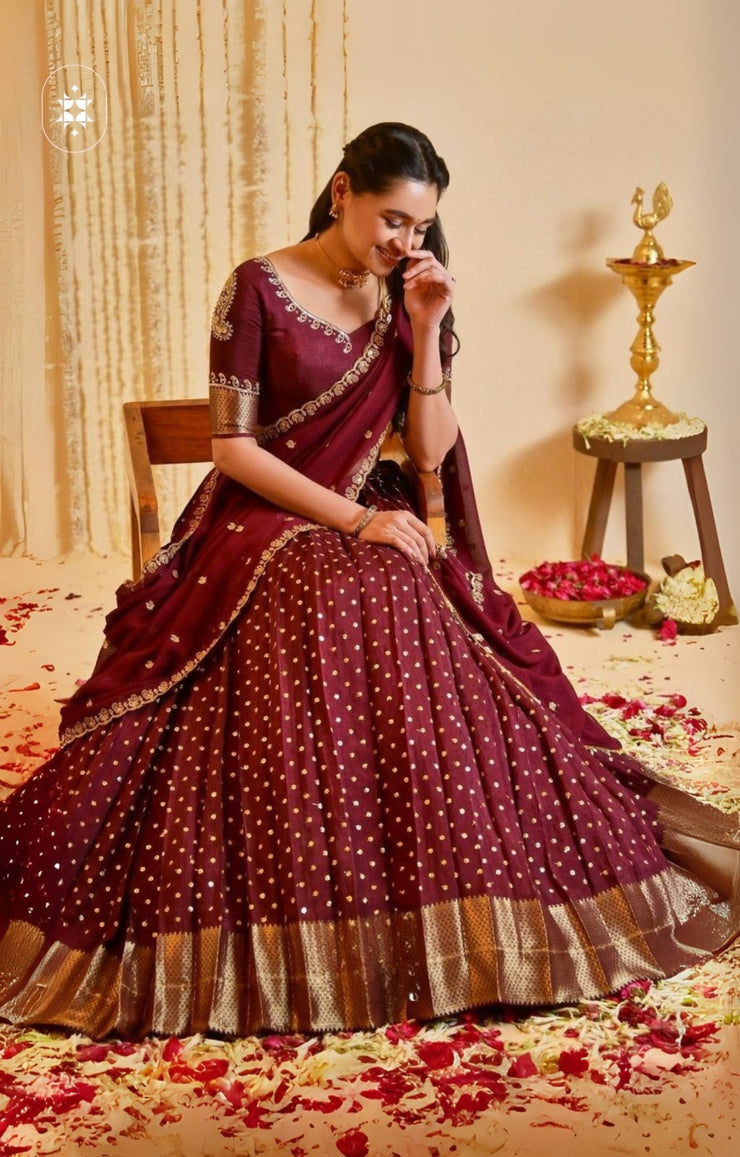 Lehenga Set In Maroon