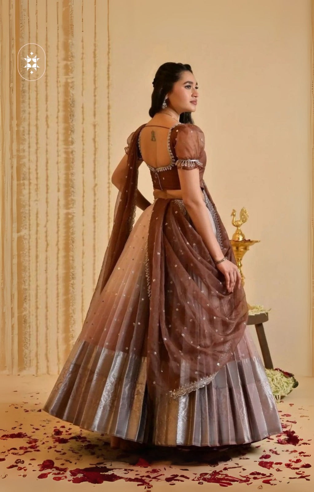 Mayili Brown Banarasi Lehenga Set