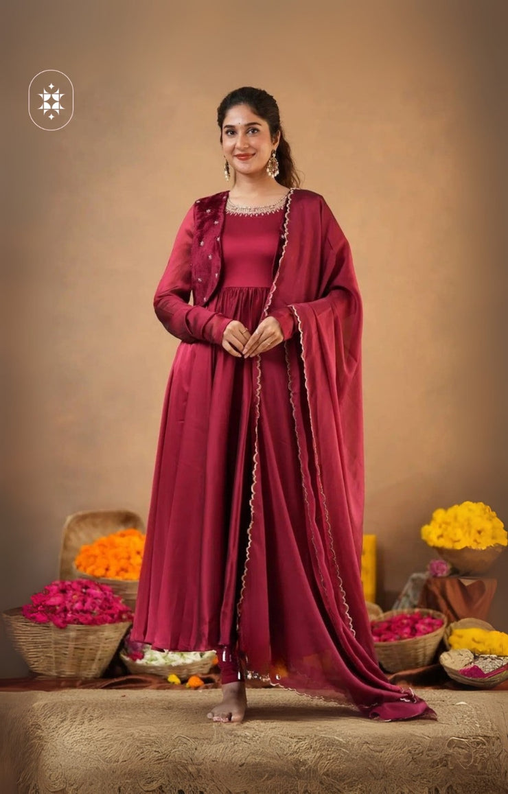 Monica 4-In-1 Anarkali (Dress) In Red