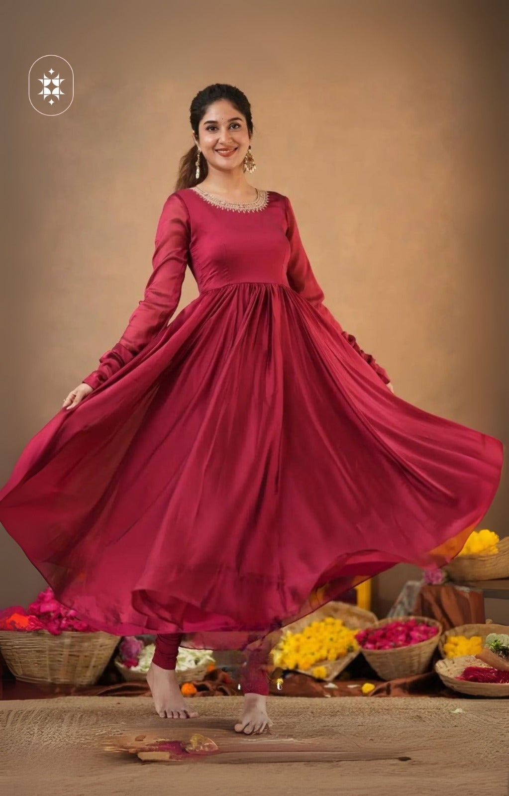 Monica 4-In-1 Anarkali (Dress) In Red