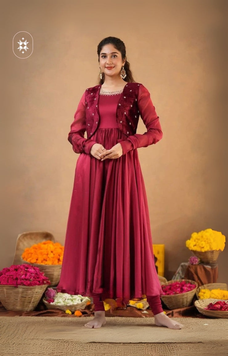 Monica 4-In-1 Anarkali (Dress) In Red