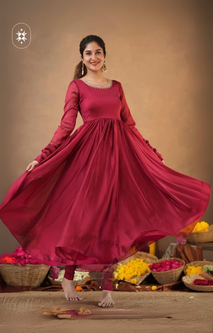 Monica 4-In-1 Anarkali (Dress) In Red