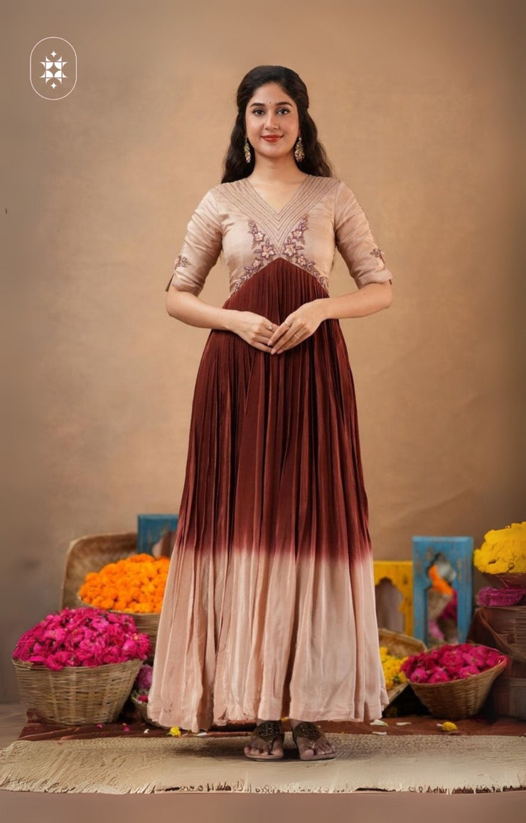 Mayurika Natural Crepe (Dress) in Brown