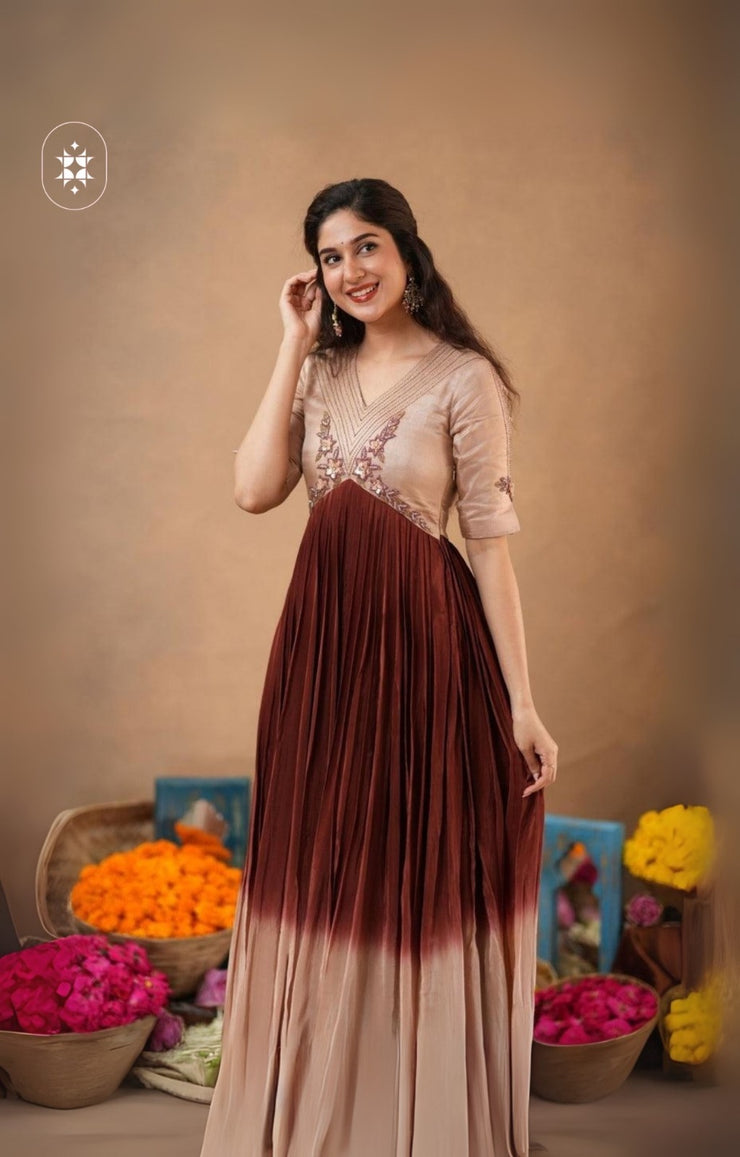 Mayurika Natural Crepe (Dress) in Brown