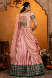 Soft Silk Lehenga Set In Rose Pink