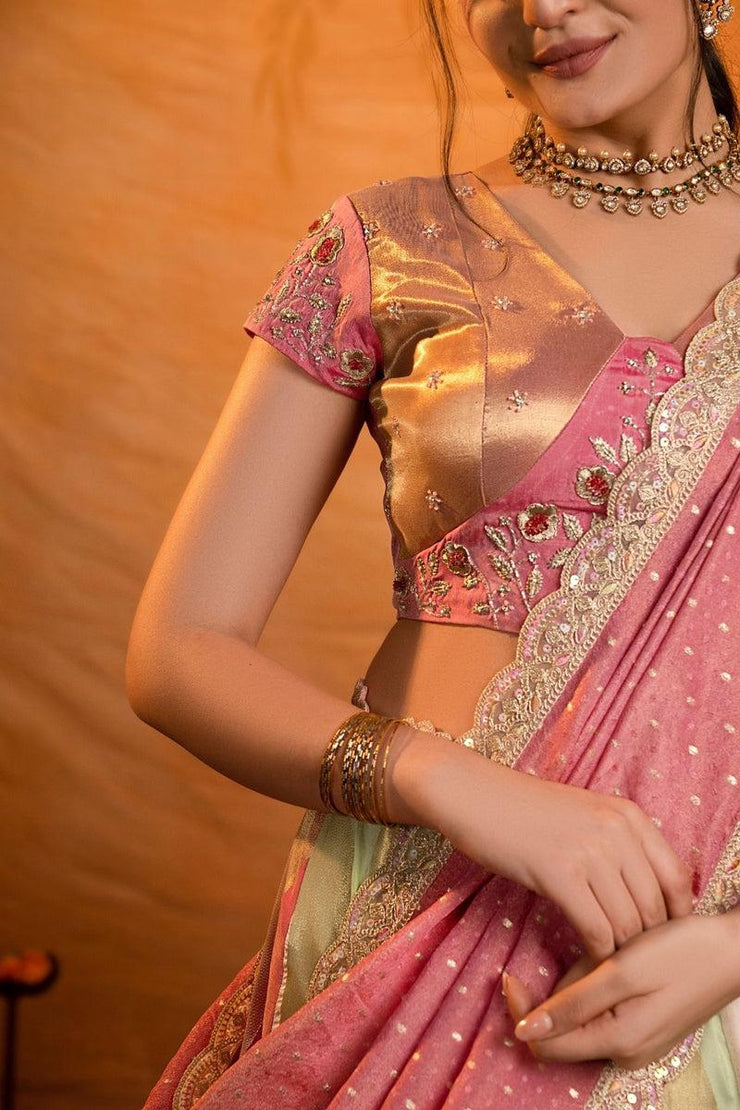 Soft Silk Lehenga Set In Pink