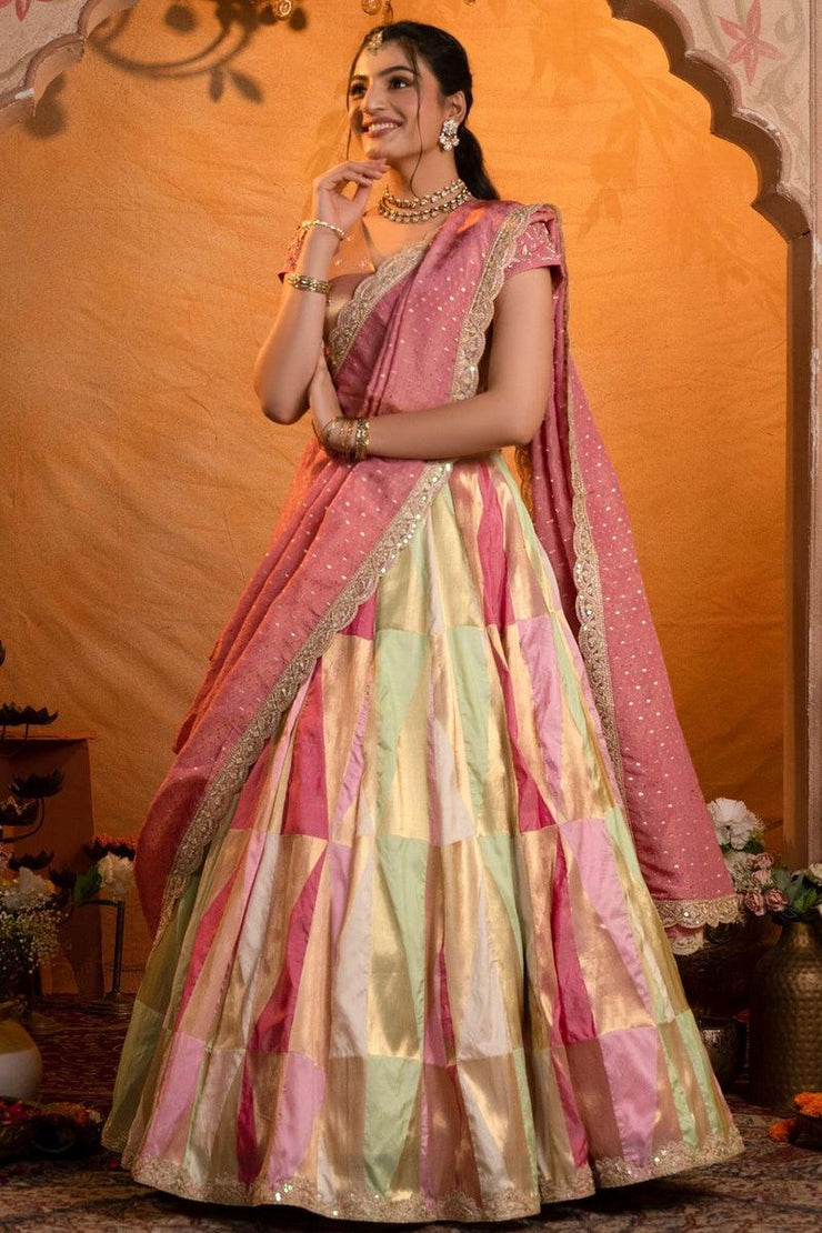Soft Silk Lehenga Set In Pink