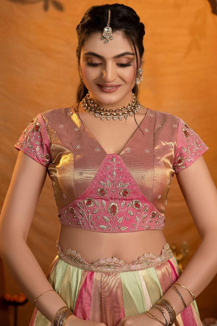 Soft Silk Lehenga Set In Pink