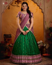 Soft Silk Lehenga Set In Green