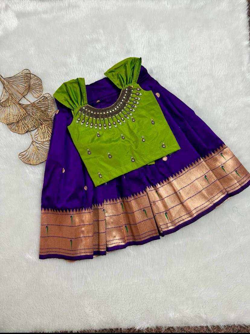 Green and Blue Baby Lehenga