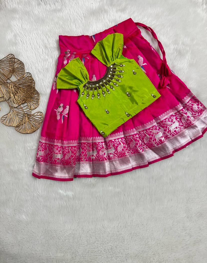 Baby Pink and Blue Lehenga