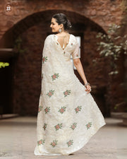 Women's Cream Chiffon Saree