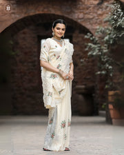 Women's Cream Chiffon Saree