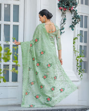Women's  Pista Chiffon Saree