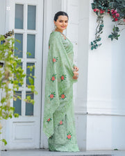 Women's  Pista Chiffon Saree