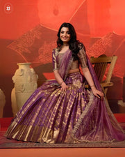 Tissue Zari Lehenga Set in Purple