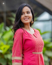 Elegant Pink Kurta Set with Yellow Dupatta (Dupatta Optional)