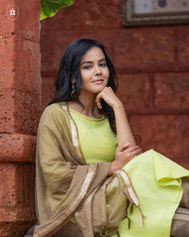 Elegant Blue Cotton Suit with Pink (Dupatta Optional)