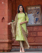 Elegant Blue Cotton Suit with Pink (Dupatta Optional)