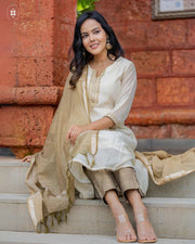Elegant Beige Cotton Suit Set (Dupatta Optional)