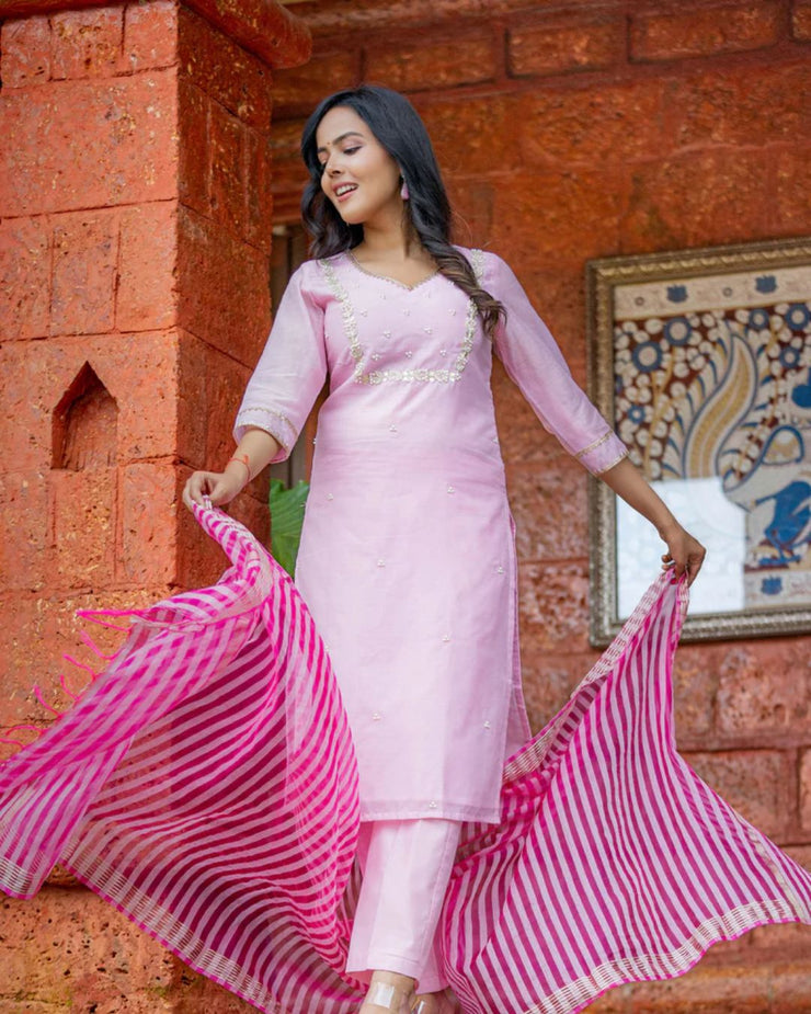 Elegance Redefined in Shades of Pink ( Dupatta Optional)