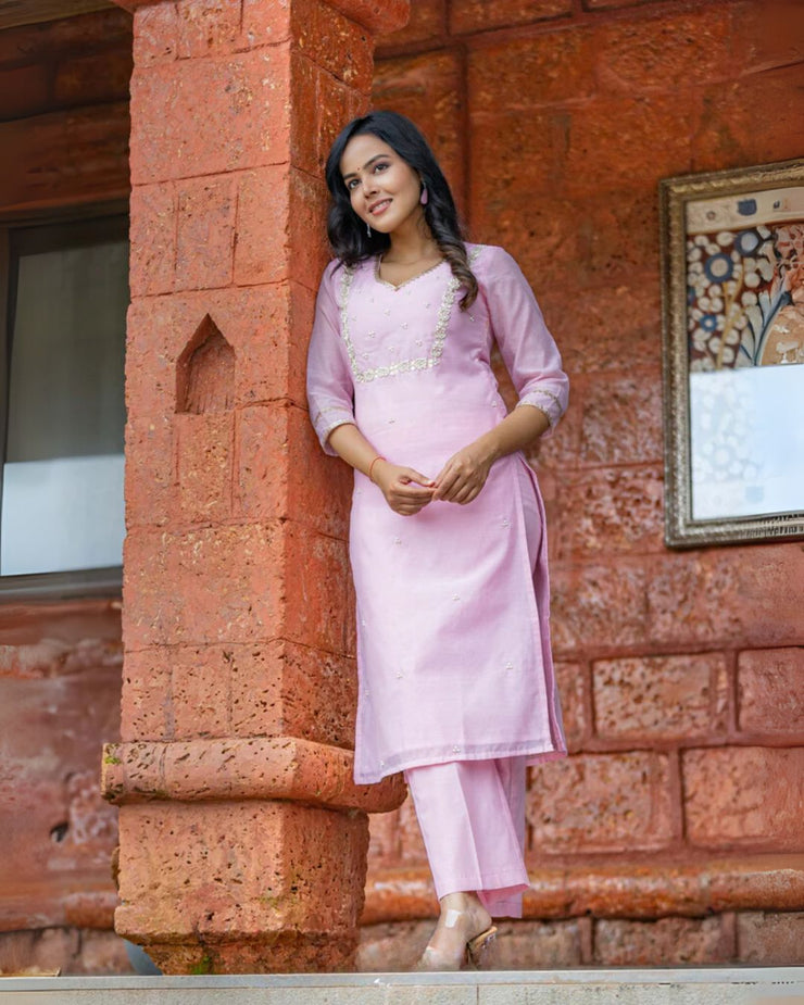 Elegance Redefined in Shades of Pink ( Dupatta Optional)