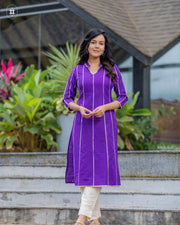 Lavender Cotton Silk Gota Patti Kurta ( Pant Optional)