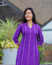 Lavender Cotton Silk Gota Patti Kurta ( Pant Optional)