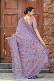 Women's Lavender Chiffon Saree