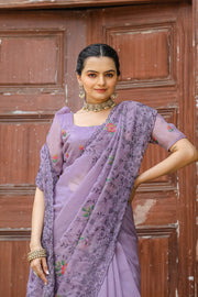 Women's Lavender Chiffon Saree