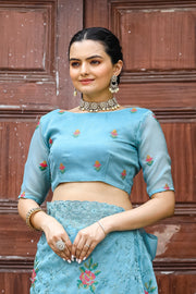 Women's  Sky Chiffon Saree