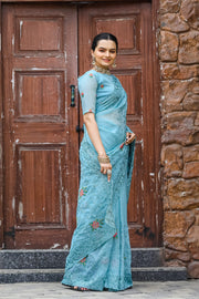 Women's  Sky Chiffon Saree